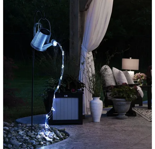 LED Solar-Steckleuchte Gießkanne, silber-grau