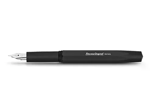 Kaweco ORIGINAL Füllhalter 060 Black Chrome I Exklusiver Aluminium Füllfederhalter für Tintenpatronen inklusive elegantem Blechetui I Luxus Füller 12,7 cm in Schwarz I Federbreite: M (Medium)