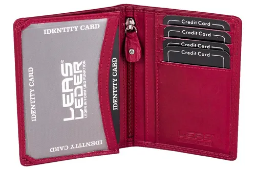 Ausweishülle KFZ Mappe Passhülle LEAS Geldbörse Echt-Leder, Portemonnaie rot