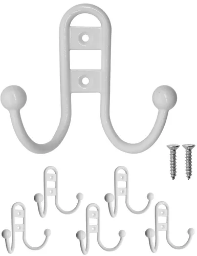 FUXXER® Garderoben-Haken, Handtuch-Haken, Wand-Haken, 84 x 50 mm, 5er Set, weiß