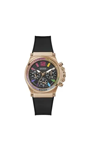 GUESS Multifunktionsuhr aus schwarzem Silikon, Schwarz, Taille Unique, Modern