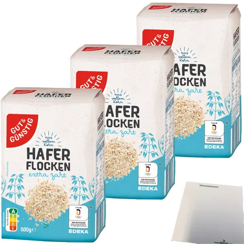 Gut & Günstig Haferflocken extra zart 3er Pack 3x500g Packung  usy Block