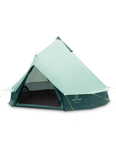 Justcamp Bell 4 Tipi Gruppenzelt - Familienzelt im Tipi-Design, ideal für 4 Personen, ausgestattet mit Moskitonetz und wasserdichtem Material – perfekt für unvergessliche Campingabenteuer.