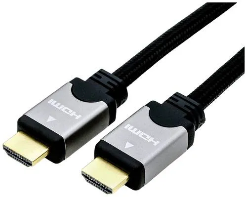 Roline HDMI Anschlusskabel HDMI-A Stecker 2.00m Schwarz, Silber 11.04.5851 4K UHD, doppelt geschirmt HDMI-Kabel