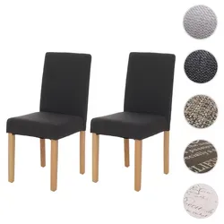 2er-Set Esszimmerstuhl Littau, schwarz mit hellen Beinen