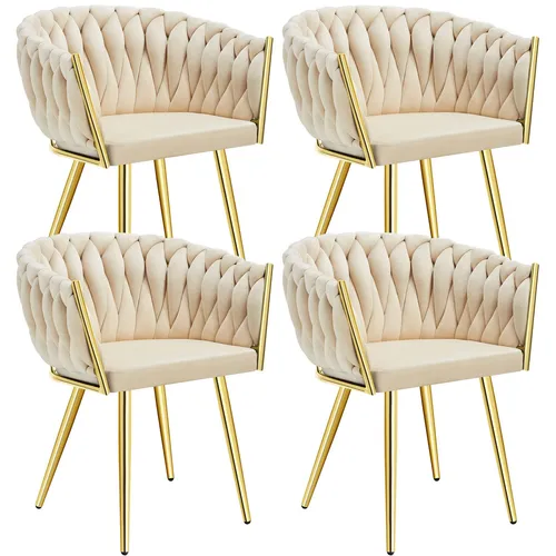 tectake® Set Esszimmerstuhl mit Samtbezug in braun von tectake