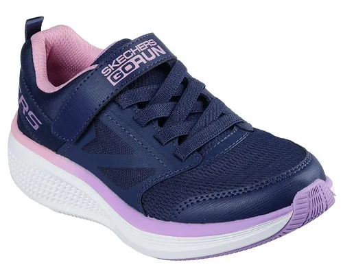 SKECHERS GO RUN ELEVATE 2.0 Kinder Sneaker - Sneaker für Kinder in blau (navy) mit Klettverschluss, ideal für aktive Freizeit. Aus hochwertigem Textil und Lederimitat, ausgestattet mit Skechers Air-Cooled Goga Mat für optimalen Komfort.