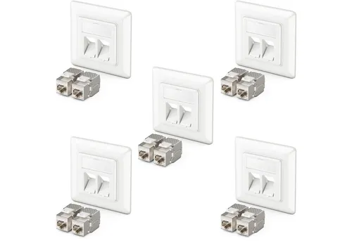 deleyCON 5x Keystone Dose Unterputz - 10x CAT 6a RJ45 Buchse, vollgeschirmt für optimale Netzwerkgeschwindigkeit bis 10 Gbit/s