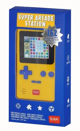 Legami Tragbare Mini Retro Konsole Super Arcade Station - Mehrfarbige Mini-Konsole mit Retro-Spielen, perfekt für nostalgische Spieleabende und unterwegs.