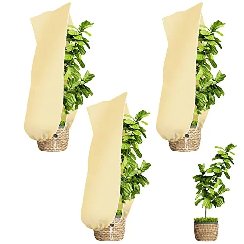 Sosayet Winterschutz für Pflanzen 100x80cm 70g/m², 3 Stück Winterschutz für Kübelpflanzen mit Reißverschluss Zugband, Reißfest Wiederverwendbar Frostschutz Pflanzenschutz Winter für Olivenbaum Palmen
