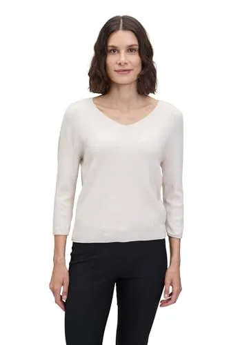 Betty Barclay Damen Feinstrickpullover mit V-Ausschnitt 44, Light Beige Melange