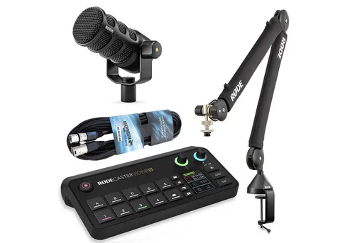 RØDE Rode Rodecaster Video S Bundle mit Podmic-USB - Professionelle Video- und Audioproduktion für Streamer und Podcaster. Kompakte Konsole mit 5 programmierbaren Tasten und automatischer Szenenwechsel-Funktion für mühelose Produktionen.