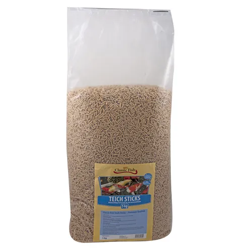 Classic Fish Teich Sticks 5kg Beutel - Fischfutter für Gartenteichfische, mit 28% tierischen Proteinen und hoher Schwimmfähigkeit für eine einfache Fütterung und gesunde Ernährung.