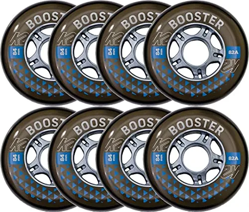 Booster 84 MM 82A 8-Wheel Pack – Black – ILQ 7 Kugellager - Inliner Rollen 84mm, Härte 82A, 8er Pack mit hochwertigen ILQ 7 Kugellagern für schnelles und geschmeidiges Gleiten.