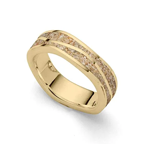 DUR Schmuck Ring WELLEN, Strandsand, Silber 925/- goldplattiert (R5294) R5294.58