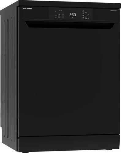 Sharp QW-NA1CF47DB-DE Geschirrspüler - Freistehend 60 cm in Schwarz - Geschirrspüler mit 13 Maßgedecken, 4 Programmen und Quick 30'-Spülprogramm für schnelle Reinigung. Ideal für Familien mit Kindersicherung und EcoWash-Funktion.