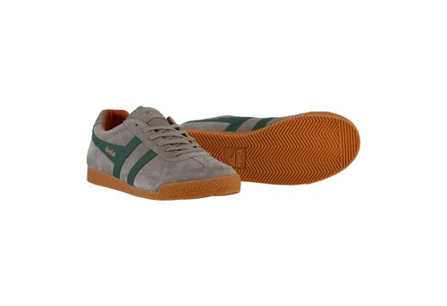 Gola Sneaker Harrier Suede-Leder 2024 - Hellgrau/Dunkelgrün/Orange Herren, Größe 46 (US 13) - Sneaker mit zeitlosem Design, ideal für Freizeit und Business. Rutschfeste Sohle und vielseitige Farbvariationen machen diesen Gola-Klassiker zum Must-Have für jeden Sneakerfan.