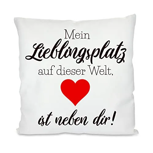 Herzbotschaft Kissen mit Motiv Modell: Mein Lieblingsplatz auf Dieser Welt ist neben dir