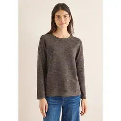 Strickpullover CECIL, Damen, Gr. S (38), mushroom taupe heather meliert, Web, 60% Baumwolle, 40% Polyester, unifarben, comfort fit normal, Rundhals, normaler Saum, Pullover Strickpullover, mit Rundhalsausschnitt