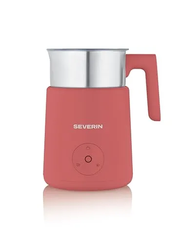 Severin Milchaufschäumer SPUMA LITE SM 3595 – Pink Rot/Silber - Kompakter Milchaufschäumer mit 500 W für kaltes und warmes Aufschäumen. Ideal für schaumige Getränke mit veganer Milch. Praktisch und leicht zu reinigen dank spülmaschinenfester Teile.