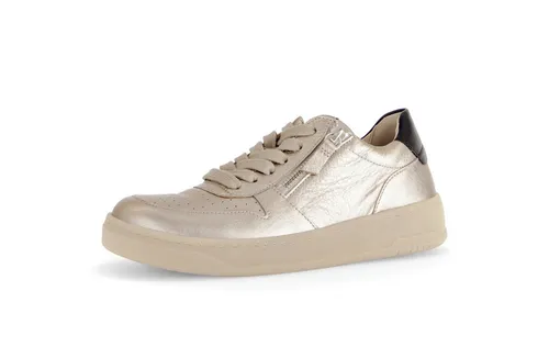 Gabor Sneaker beige 38 EU (5 UK) - Stylische Sneaker in Beige mit 3,5 cm Keilabsatz, aus hochwertigem Leder-Materialmix, ideal für modische Outfits und Komfort im Alltag.