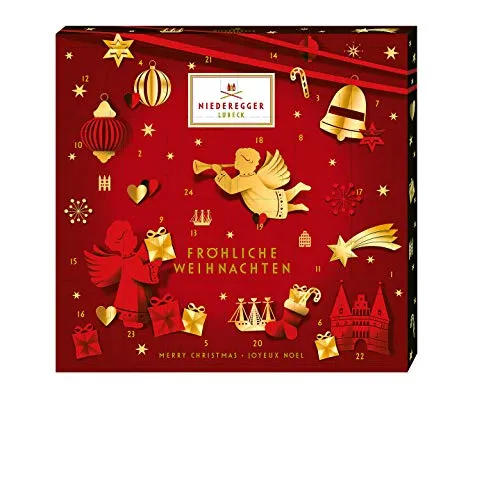 Niederegger Mini Glamour Adventskalender mit Pralinen 168g - Adventskalender gefüllt mit feinen Pralinen, ideal für süße Vorfreude in der Adventszeit.