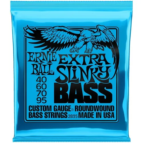 Ernie Ball Extra Slinky Bass 2835 .040-095 E-Bass Saiten - Hochwertige Saiten für E-Bass, bieten hervorragenden Klang und Spielgefühl. Ideal für professionelle Musiker und Hobbyisten. Jetzt spielen und den Unterschied erleben!