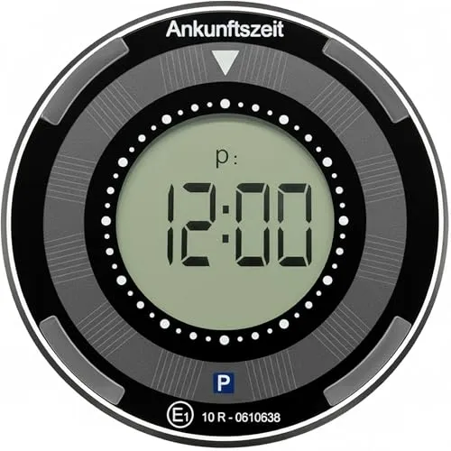Upgrade4cars Elektronische Parkscheibe Solar mit Deutscher Zulassung vom Kraftfahrt-Bundesamt | Parkuhr elektrisch mit Batterie | Automatisch & Digital