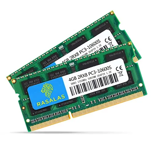 Rasalas 8GB Kit (2X4GB) PC3-10600 DDR3 1333mhz Sodimm Arbeitsspeicher für AMD Intel Laptop, MacBook Pro 13/15/17 inch Early Late 2011, iMac 21.5 inch Mid Late 2011, 27 inch Mid 2011