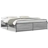 Bettgestell Grau Sonoma 180x200 cm - Stylisches Bettgestell aus Holzwerkstoff und Metall für erholsamen Schlaf. Mit stabilen Metallbeinen und langlebigen Sperrholzlatten für optimale Unterstützung. Ideal für jedes Schlafzimmer.