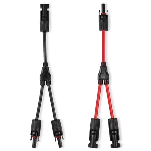 URAQT Solarkabel Y Verteiler, 1 Paar 4 mm² Solarkabel Y Solar Cable Wasserdicht Y Splitter 12AWG Plug & Play Solar Verteiler Stecker Solar Cable Y Splitter MMF+FFM für Parallel Photovoltaik Verbindung