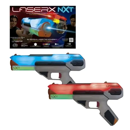 Laser X, Next Level-Doppelpack, Laser-Kampfspiel mit 2 interaktiven Pistolen, anpassbare Schießmodi, Energieschild, +6 Jahre, Bizak (62947728)