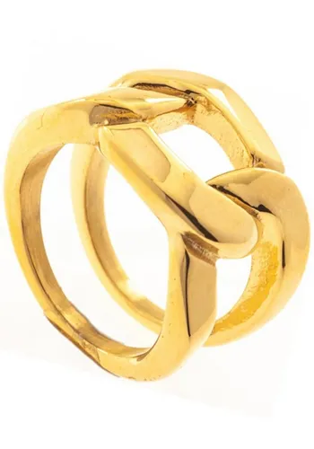 JOBO Fingerring Ring Damenring breit Statement, Edelstahl goldfarben beschichtet