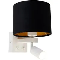 Qazqa LED Leselampe Brescia combi, E27, Gold, Modern - Moderne Wandleuchte aus Stahl mit eleganten goldenen Akzenten. Ideal zum Lesen und für stimmungsvolles Licht. Passt perfekt in jedes Zuhause und bietet Flexibilität durch dimmbare Optionen.