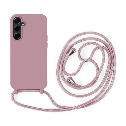 Handykette Kompatibel mit Samsung Galaxy A55 | Necklace Hülle mit Band, Handyhülle zum Umhängen | Case mit Handykordel, Stoßfeste Schutzhülle zum Umhängen Kordel | Rosa