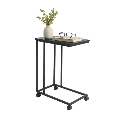 Beistelltisch C-Form mit Rollen - Tisch für Innenbereich, 50 cm breit und 68 cm hoch. Praktisch mit Rollen für flexible Nutzung, ideal als Sofatisch oder Ablagetisch.