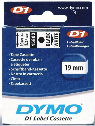 Dymo D1 Etikettenband 19mm schwarz/weiß (Packung mit 5 Stück)