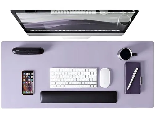 Abalter Schreibtischunterlage 80x40cm, PU-Leder Tischunterlage wasserdicht & rutschfest, XXL Mousepad Schreibunterlage, Schreibtischmatte für Büro & Home Office (Lavendel)