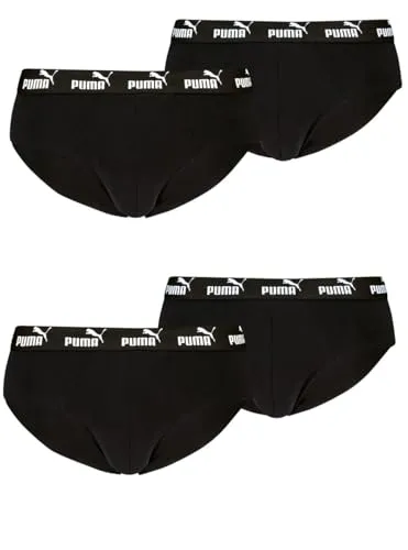 PUMA Herren Elements Basic Brief Slips Unterwäsche im 4er Pack, L, 001 - Black