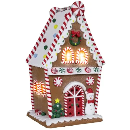 Christmas Paradise LED Lebkuchenhaus 29cm – Weihnachtliche Dekoration - Das handgefertigte LED Lebkuchenhaus in braun-weißen Farben sorgt für eine festliche Stimmung. Mit Timerfunktion und liebevollen Details ist es die ideale Deko für die Weihnachtszeit.