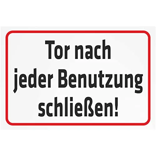INDIGOS UG - Aluverbundplatte Schilder 3mm - Sicherheit - Tor nach jeder Benutzung schließen - 300x200 mm - Hotel, Firma, Schutz, KITA, Arzt, Praxis, Wohnung