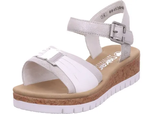 Rieker Damen Sandalen V4365 - Wanderschuhe mit Klettverschluss und komfortablem Keilabsatz, perfekt für lange Spaziergänge und sommerliche Abenteuer.