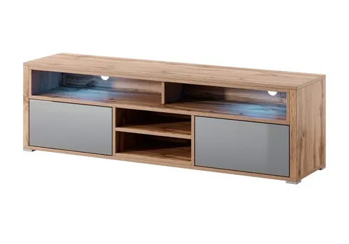 TV-Lowboard Sideboard Fernsehtisch in Braun - Modernes TV-Lowboard aus Holz mit 2 Schubladen und 4 Regalfächern. Ideal für Ihr Wohnzimmer, bietet viel Stauraum und passt perfekt zu jedem Einrichtungsstil. Maße: 140 x 33 x 43 cm.