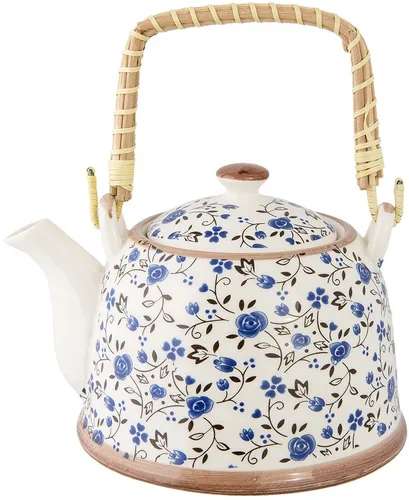 Teekanne Ø 14x14 cm Keramik Blumen blau/grün in blau von Clayre & Eef