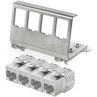 hb-digital Hutschienenadapter 4 Port mit CAT 8.1 Keystone Modul RJ47 - Hochwertiger Hutschienenadapter für zuverlässige Netzwerkverbindungen. Ideal für die Montage auf 35 mm DIN-Hutschienen, mit werkzeugloser Installation und geprüfter Qualität für maximale Leistung.