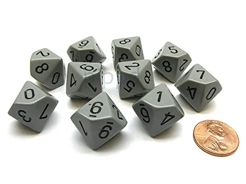 Chessex Opaque Polyhedral Ten d10 Set - Grey/Black