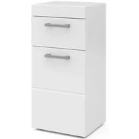 Vicco Midischrank Luna, Weiß, 37 x 79 cm - Moderner Midischrank aus weißer Spanplatte mit 1 Schublade und 1 Scharniertür, ideal für platzsparende Aufbewahrung in kleinen Räumen.