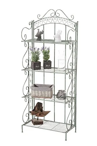 CLP Eisen-Standregal ANTJE I Klappregal mit 4 Ablagefächern im Landhausstil - Standregal im romantischen Landhausstil mit 4 großen Ablagefächern, klappbar für platzsparende Lagerung, ideal für verschiedene Räume und pflegeleicht.