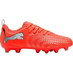 Puma FUTURE 9 PLAY FG/AG Jr - Fußballschuhe für Jungen, Silber/Rot, Größe 11 - Leichte und komfortable Fußballschuhe für Jungen, ideal für harten Naturrasen und Kunstrasen. Fördern Sie die Spielweise Ihres Kindes mit multidirektionaler Traktion und nachhaltigem Obermaterial.