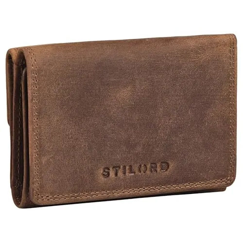 STILORD 'Olive' Echtleder Geldbörse Damen - Mittelgroß mit RFID Schutz - Damen-Geldbörsen: Edle Trifold Geldbörse aus echtem Rindsleder mit NFC & RFID Schutz, ideal für Karten, Münzen und Geldscheine. Kompakt und stilvoll, perfekt für jeden Anlass!